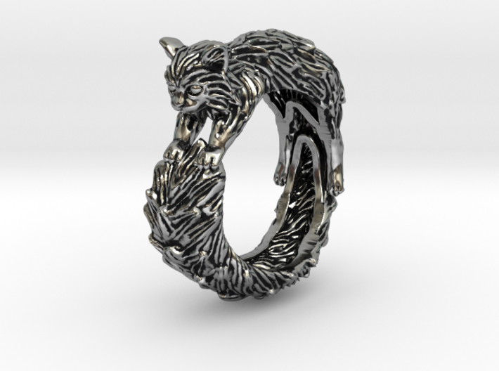 Long-haired Cat ring 3d printed 