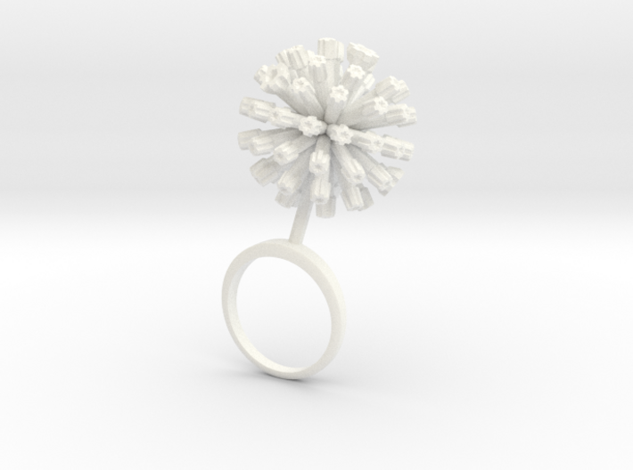 Ring with one large closed flower of the Garlic 3d printed