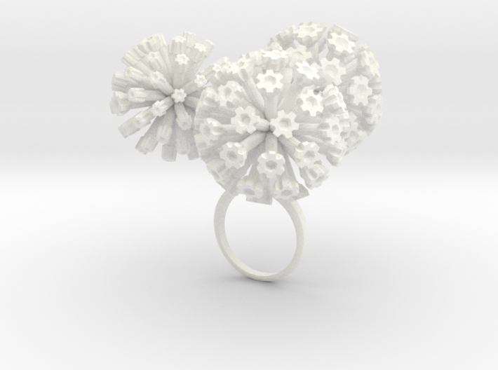 Ring with three large flowers of the Garlic 3d printed