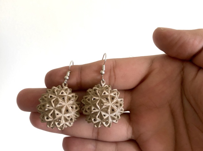 Geodesic Star Earrings 3d printed 