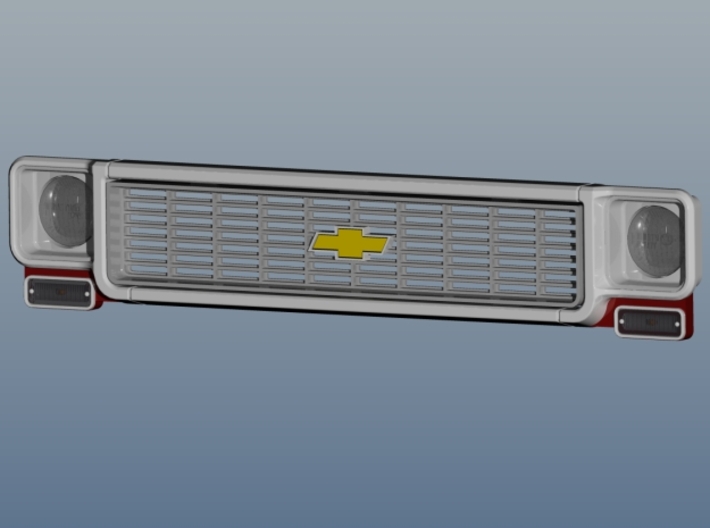 1/24 1973 Chevy Blazer grill 3d printed rendering of assembled grill