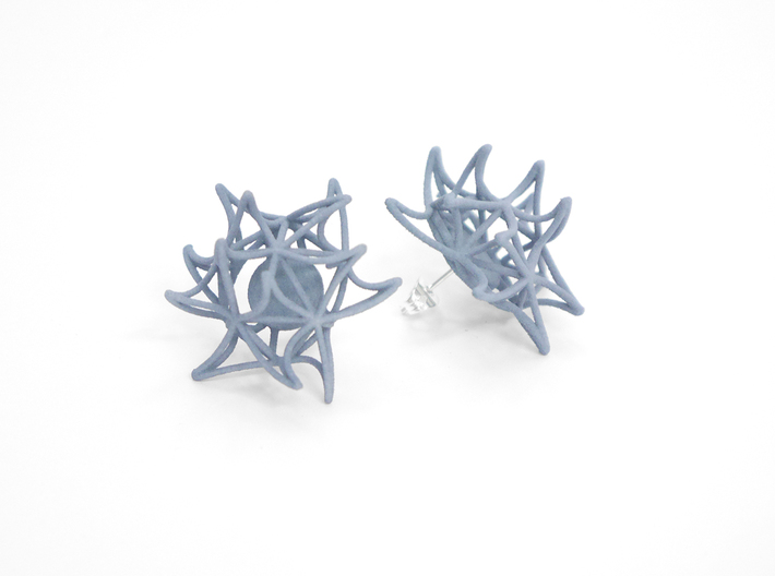 Aster Earrings (Studs) 3d printed Custom Dyed Color (Azurite)