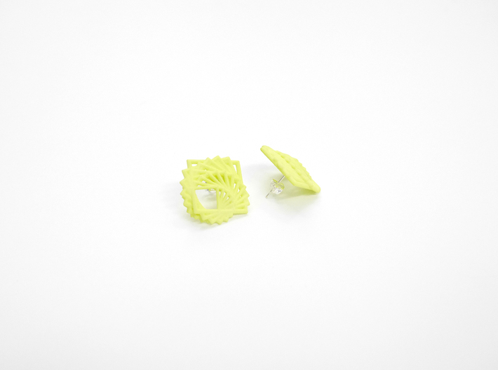 Arithmetic Earrings (Studs) 3d printed Custom Dyed Color (Key Lime)