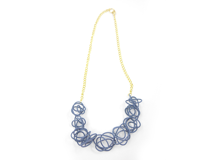 Sprouted Spirals Necklace (Chain) 3d printed Custom Dyed Color (Azurite)