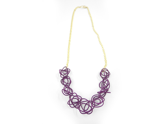 Sprouted Spirals Necklace (Chain) 3d printed Custom Dyed Color (Eggplant)