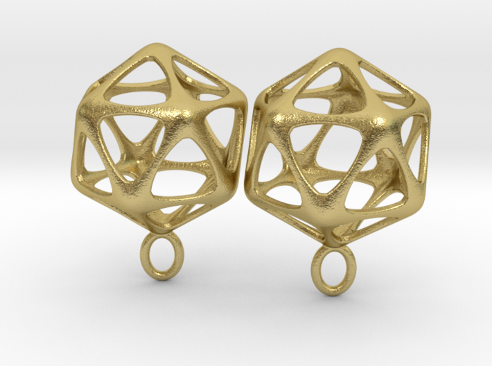 Icosahedron Earrings - Yin 3d printed Render - Icosahedron Earrings - Yin