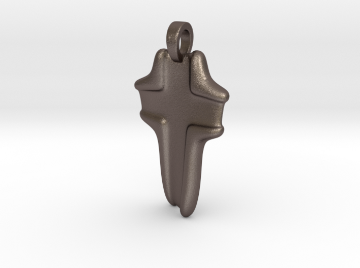 Cross Pendant - Twisted 3d printed Cross Twisted