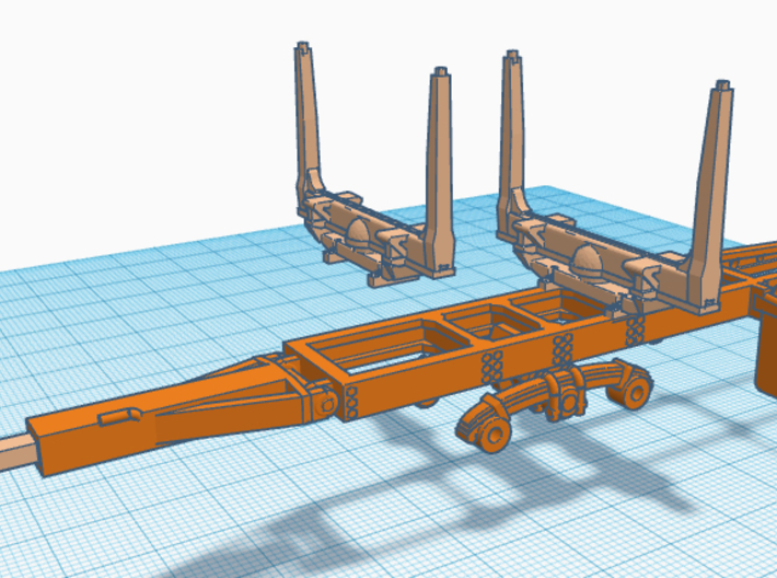 1/50th Long Logger trailing axle pipe bunk kit 3d printed 