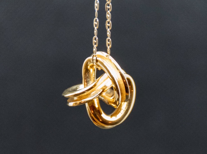 Endless - Pendant 3d printed Endless Loop 14k Gold Plated Brass