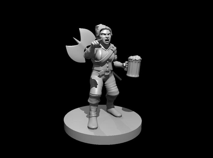 Dwarf Female Fighter Drunk &amp; Angry 3d printed