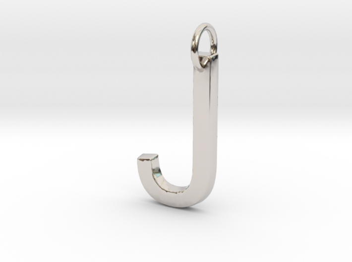 J Pendant -Makom Jewelry 3d printed