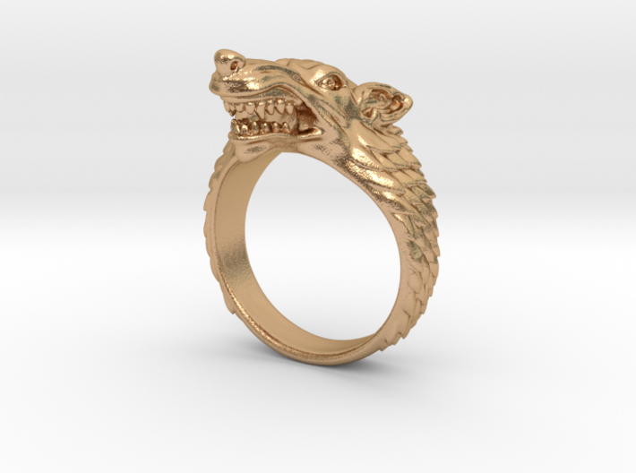 Size 8 Direwolf Ring 3d printed 