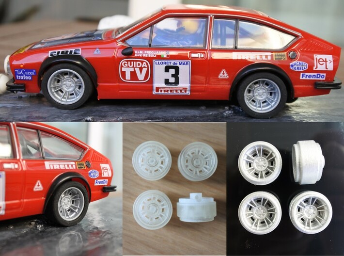 Fiat 124 Abarth Cromodora CD66 rims 15.6mm wide x4 3d printed 