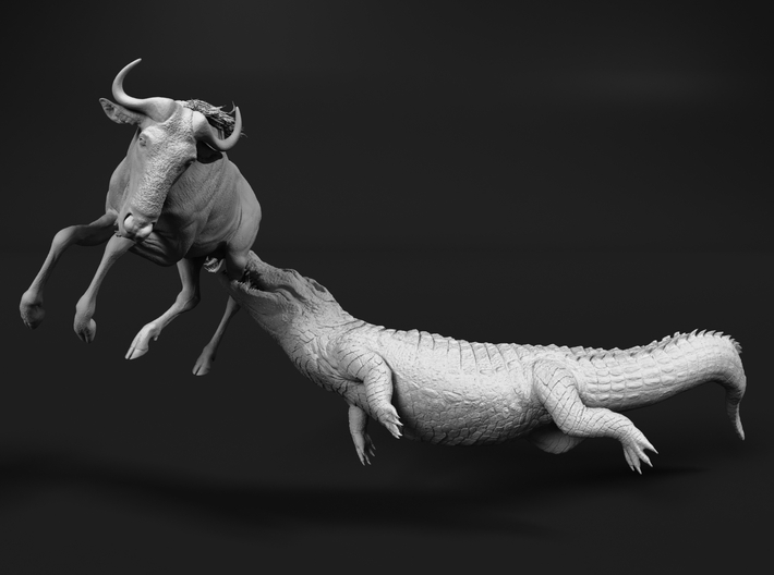 Blue Wildebeest 1:12 Attacked by Nile Crocodile 1 3d printed 