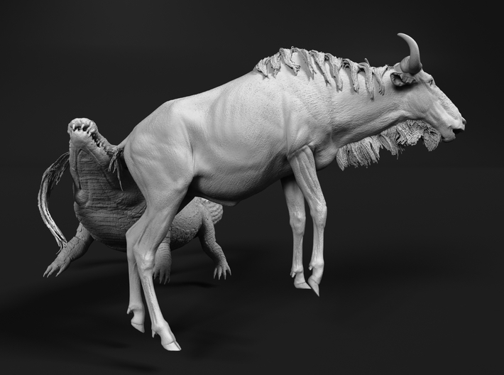 Blue Wildebeest 1:6 Attacked by Nile Crocodile 2 3d printed