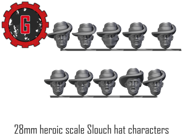 28mm Heroic Scale Characterful Slouch hats 3d printed
