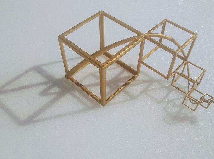 3D Golden Mean Spiral Cubes - Flipped  3d printed Photo of White Plastic spray painted gold