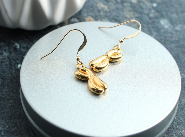 Chromosome Earrings - Science Jewelry 3d printed Chromosome earrings in 14K gold plated brass