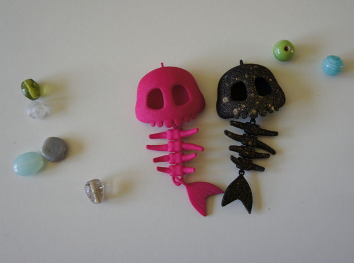 Mermaid Bone 3d printed Shown materials are Pink Strong &amp; Flexible and Black Strong &amp; Flexible dusted with gold spray