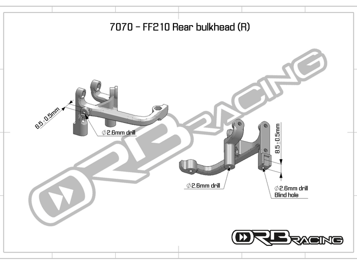 7070 - FF210 Rear Bulkhead (R) 3d printed 