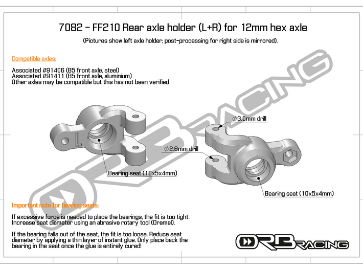 7082 - FF210 12mm Hex Rear Axle Holder 3d printed 