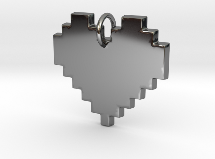 Pixel Heart Pendant 3d printed