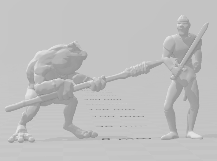 Bullywug Warrior Spear miniature model fantasy dnd 3d printed 