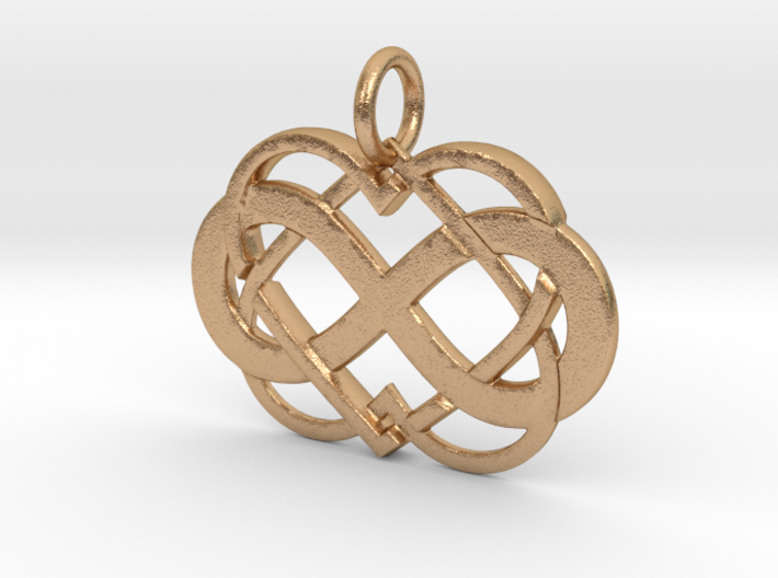 Double Infinity Heart Polyamory Pendant 3d printed