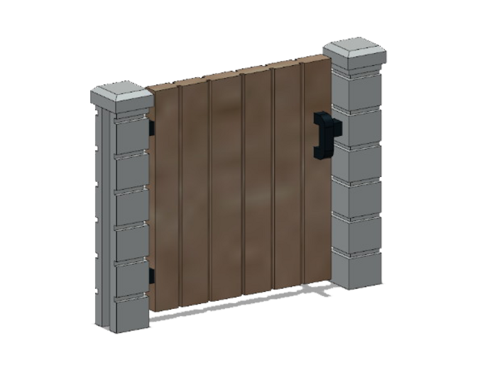 Block Wall - Wooden Man Gate-1 3d printed Part # BWJ-030