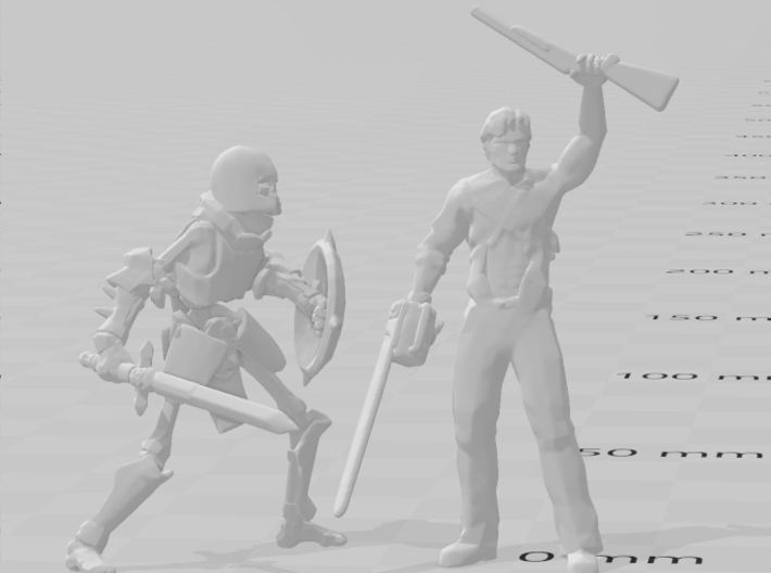 Skeleton Heavy Armor Sword Shield miniature model 3d printed 
