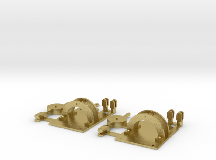 Pair of brass 7mm Scale W. G. Bagnall point levers 3d printed Render of model as printed and cast