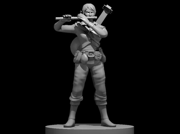 Elven Female Bard with Flute 3d printed