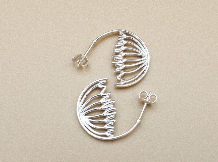 Mitosis Anaphase Hoops - Science Jewelry 3d printed Mitosis Anaphase hoop earrings in polished silver