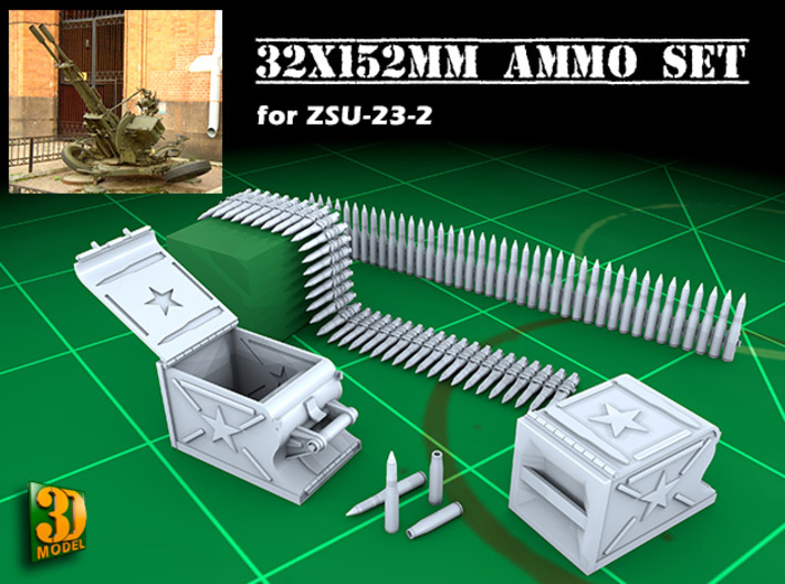 ZSU-23 Ammo+Boxes (23x152mm) 3d printed 23x152mm Ammoboxes for ZSU-23-2