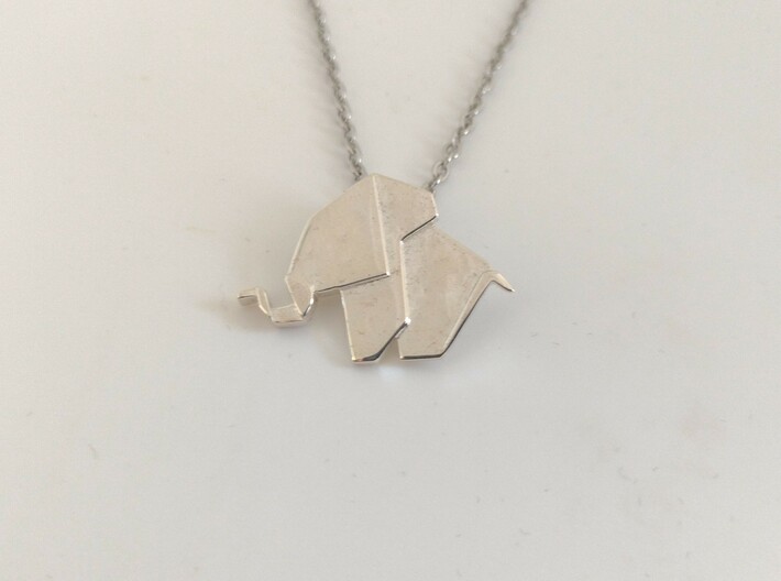 Origami Elephant Pendant 3d printed Origami elephant necklace