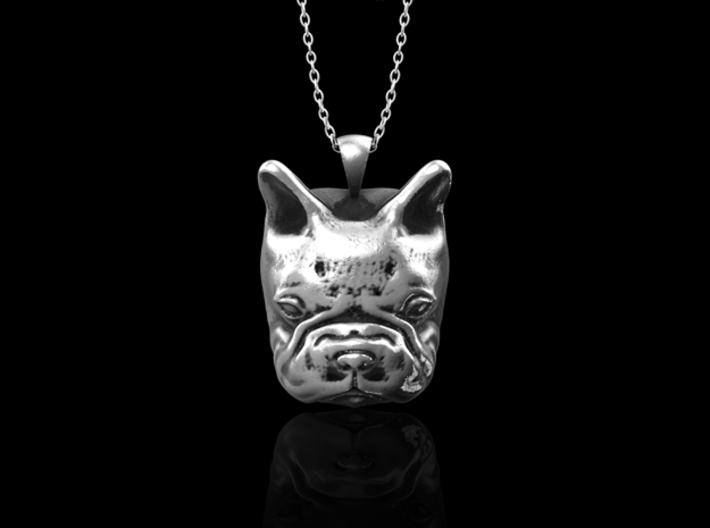 Sterling Silver French Bulldog Pendant 3d printed