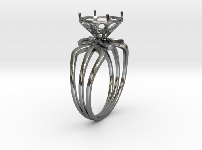 Enneper Curve Triple Ring + Voronoi Gem Setting 3d printed