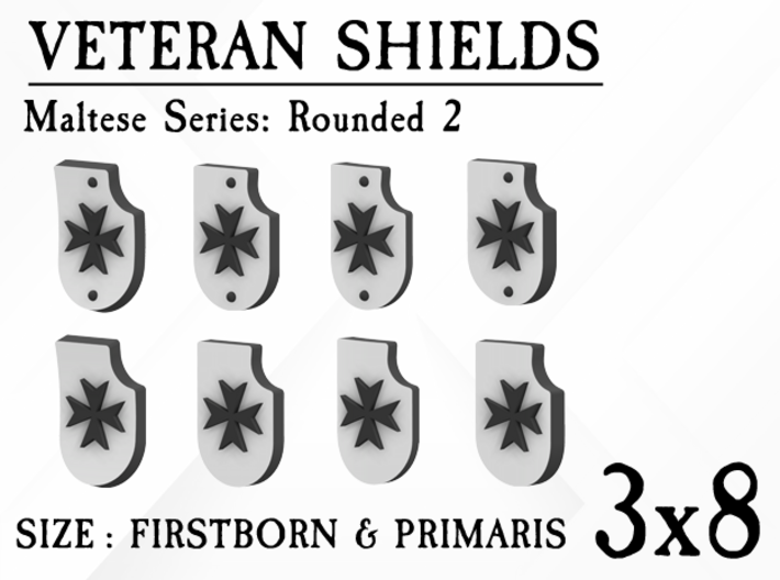 24X Veteran shields. Black Templar, Round 2 3d printed 
