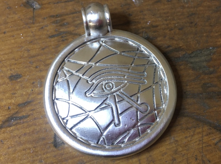 Ra_pendant 3d printed Polished sterling silver IRL