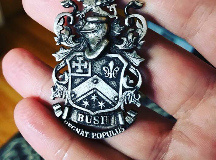 Bush Family Crest Pendant Heraldry Coat of Arms 3d printed Not a representation of what you will receive. This has post processing done to it