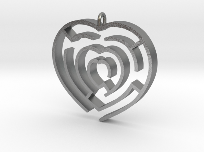 Heart maze pendant 3d printed