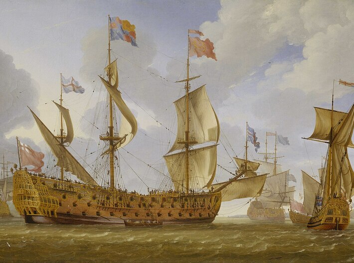 Nameplate HMS Prince 1670 (10 cm) 3d printed 100-gun ship-of-the-line HMS Prince.  Painting by Jean-Charles Donat van Beecq (1638-1722).