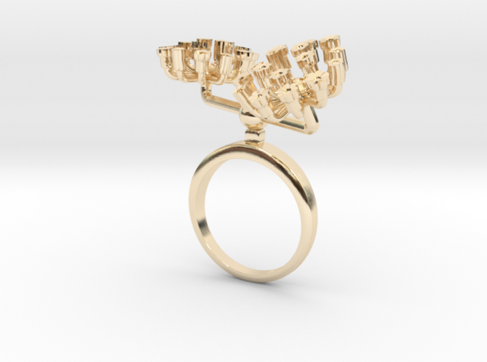 Ring with two small flowers of the Fennel R 3d printed