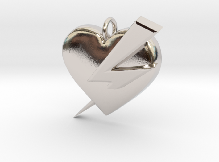 Lightning Heart Pendant 3d printed