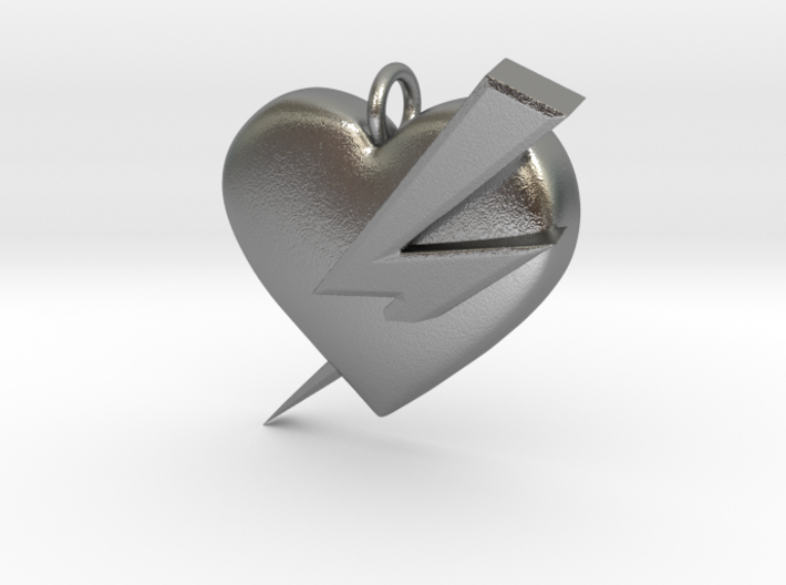Lightning Heart Pendant 3d printed
