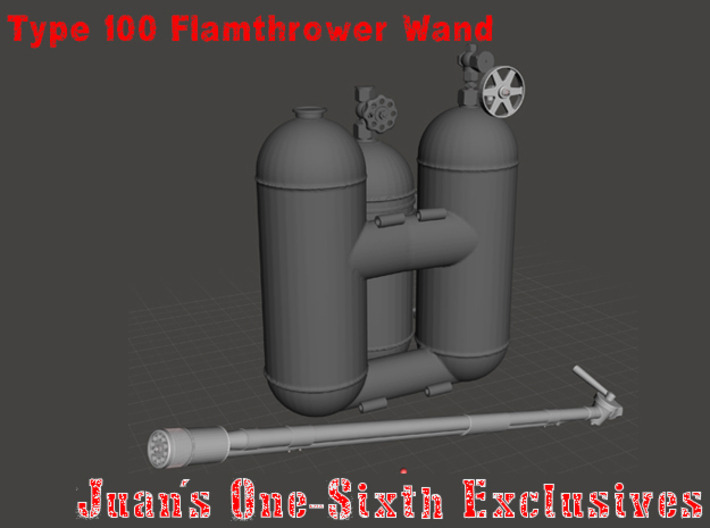 Japan Army Type 100 Flamethrower Gun &amp; Hand Wheel 3d printed