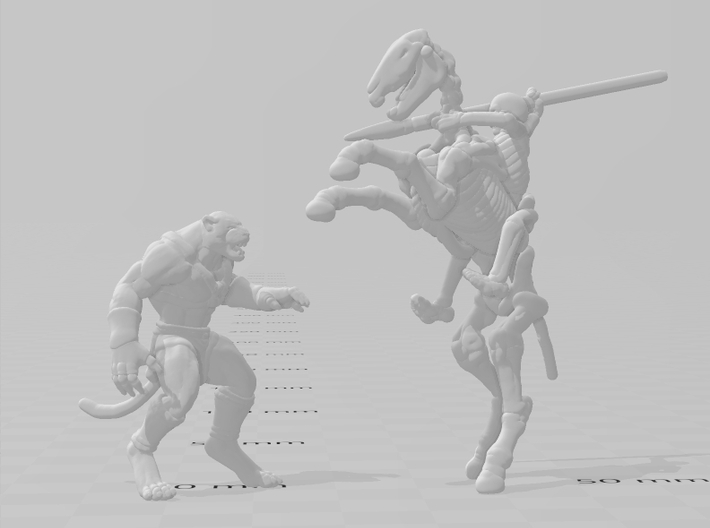 Skeleton Lancer on Horse miniature model fantasy 3d printed 