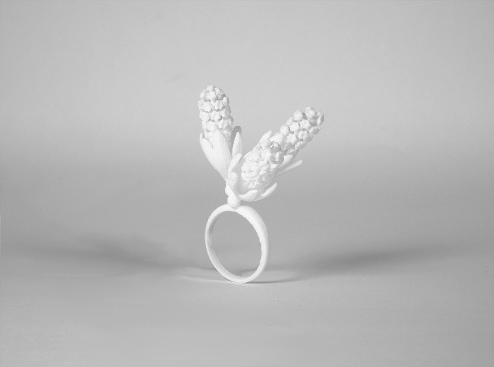 Ring with three large flowers of the Hyacinth 3d printed 