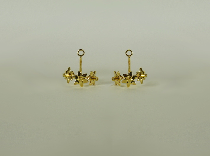 Earrings with three small flowers of the Daffodil 3d printed 