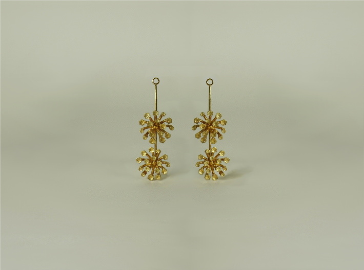Earrings with two small flowers of the Fennel 3d printed 
